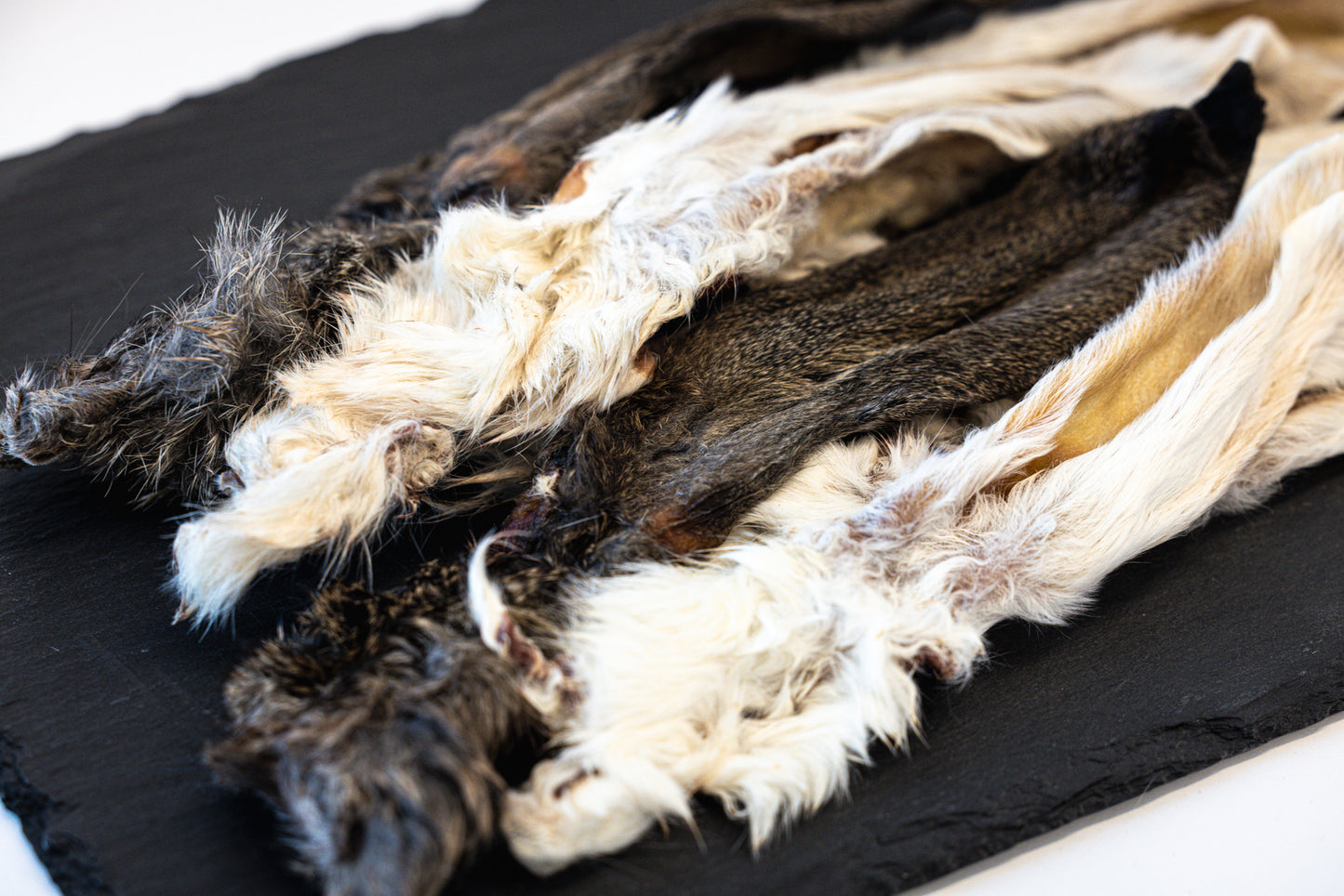 Dehydrated rabbit ears with fur