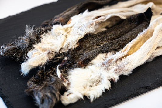 Dehydrated rabbit ears with fur